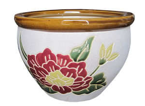 Maceta de Cerámica Vintage con Diseño de Tulipán, Acabado Esmaltado, Estilo Rústico, para Interiores y Exteriores, Forma Circular, Duradera, Decorativa, con Drenaje - Product Image 2