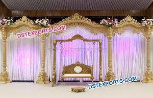 Hermosa boda tallado media luna Fase de oro tallado Paisley accesorios boda escenario de la boda de interior medialuna etapa de decoración - Product Image 2