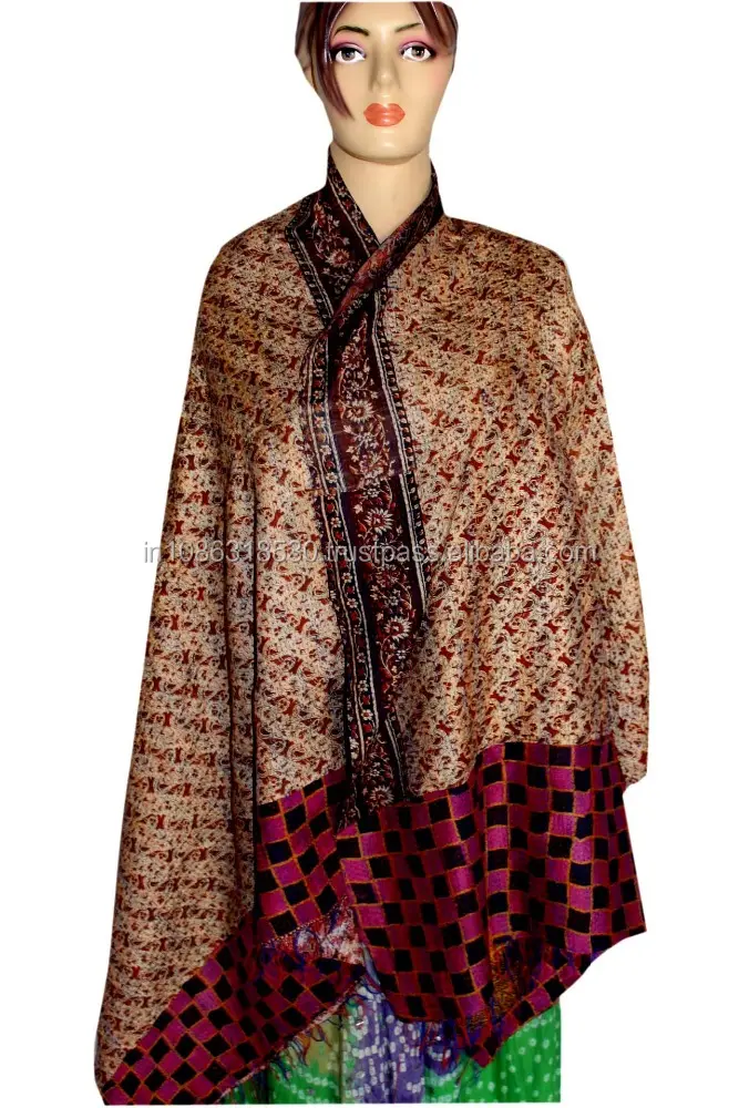 Двусторонний винтажный стеганый Шелковый палантин, женский шелковый шарф-сари Kantha, шарфы ручной работы в индийском стиле