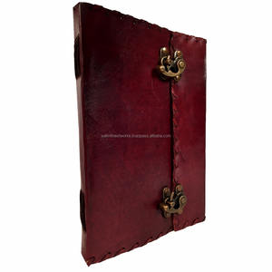 สมุดโน๊ตหรือสมุดสเก็ตช์หนังแท้ทำด้วยมือพร้อมแผ่นทองเหลืองโบราณแบบพับและหน้ากระดาษเปล่าสีขาว - Product Image 6