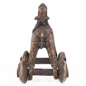 Figura decorativa hecha a mano de bronce antiguo indio, figura de caballo con ruedas, escultura, decoración del hogar, SBG-296 - Product Image 3