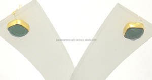 925 argent Sterling bleu clair topaze boucle d'oreille plaqué or forme de coussin coupe à facettes mignon lunette réglage pour fête anniversaire - Product Image 3