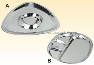 Plateau rond en acier inoxydable à 3 compartiments, écologique - Product Image 3