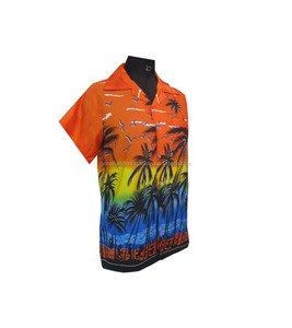 Camisa Hawaiana para hombre con estampado de Palma Camisa Hawaiana para hombre con bolsillo cortado Camisa de tela de poliéster 100% - Product Image 6