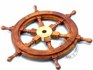 Volant de bateau en bois fait à la main de 15 pouces, décoration nautique, capitaine pirate, volant de bateau décoratif, panneau mural élégant pour la maison, cadeau nautique - Product Image 2