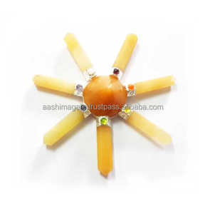 Vente en gros de 7 minéraux d'agate d'aventurine jaune générateur d'énergie en cristal naturel artisanat d'oeufs à des fins spirituelles guérison des chakras - Product Image 1