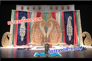 Backdrop for Mehendi Function Punjabi Wedding Stage Backdrop <b>Curtains</b> Mehandi Stage Backdrop <b>Curtains</b> - Product Image 3