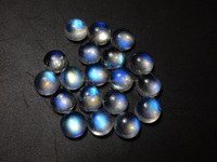 Pierres précieuses lâches en pierre de lune bleue naturelle, taille brillant rond, 4 mm, effet iridescent, pour la fabrication de bijoux