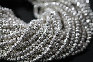 Perles de pierres précieuses à facettes en pyrite argentée fabriquées et fournies - Product Image 4