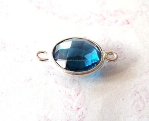 Composants de bijoux faits à la main en argent sterling 925 avec pierre précieuse quartz iolite, finition rhodium noir, double attache et sertissage facetté - Product Image 3