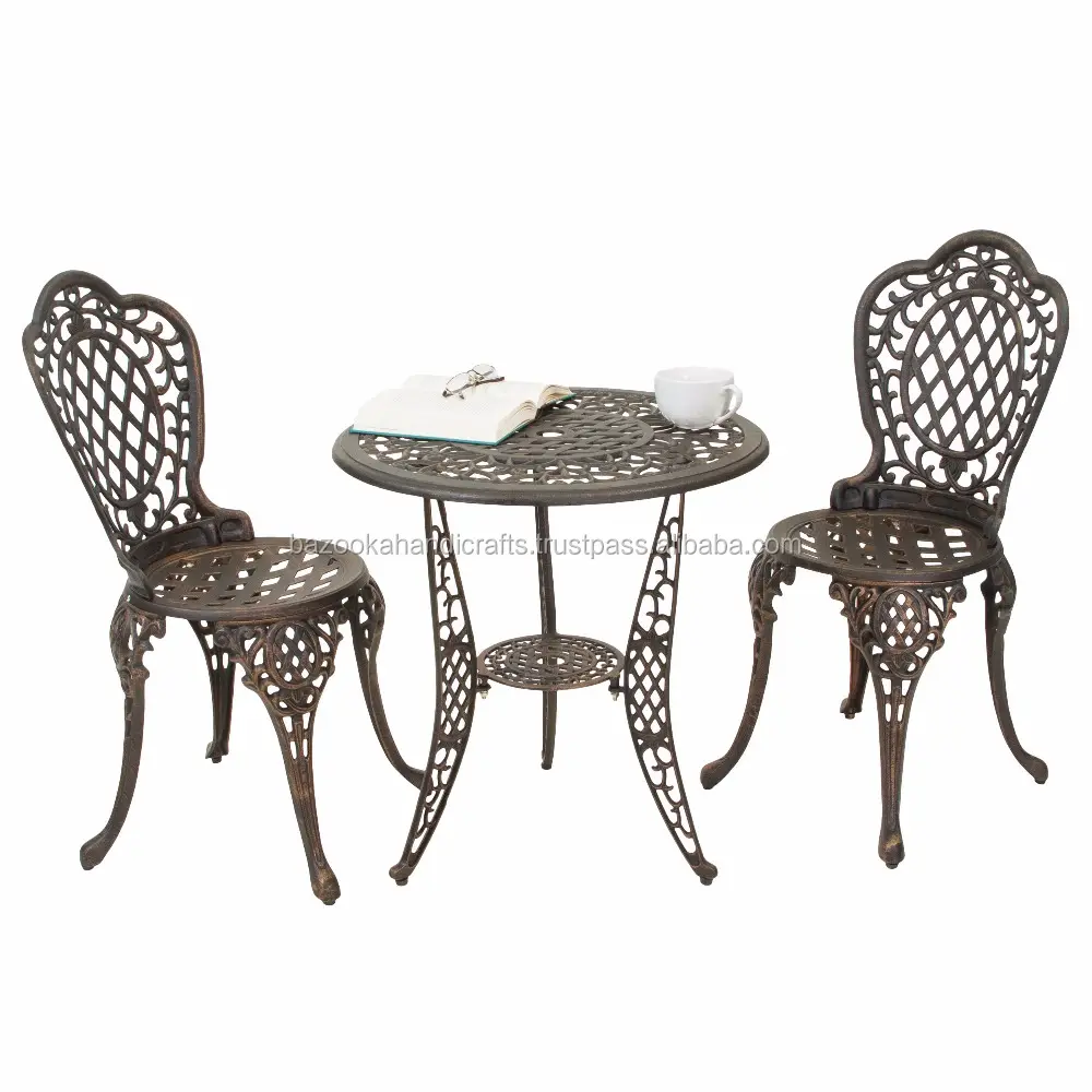 Mesa y silla de hierro, mesa y silla de jardín, mesa antigua