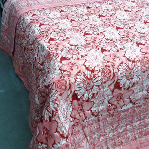 New Arrival Organic Cotton Quilt Indian Manufacturer's Red Blossom Hand Block Printed <b>King</b> <b>Size</b> for Wholesale - Product Image 3