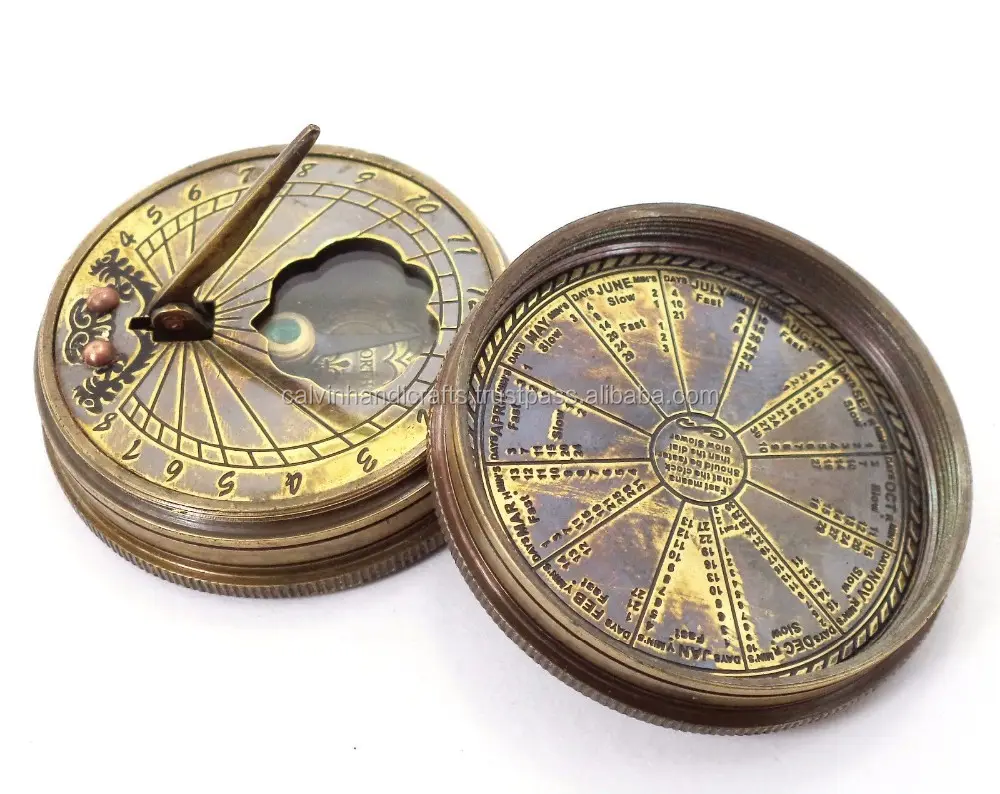 Brass Antique Maritime Vintage Calender collectible Compass Compass Camping Travelling Equipment Boat Compass CHCOM088