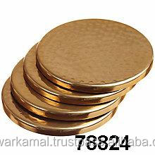 Sous-verre rond en cuivre Antique martelé pour Table basse ferme décor à la maison décor de cuisine pendaison de crémaillère cadeau ensemble de 4 pièces - Product Image 2