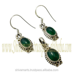 Boucles d'oreilles en argent sterling 925 véritable Onyx vert pour femme et fille Grossiste et fournisseur - Product Image 2