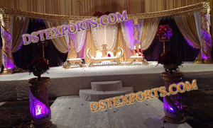 Escenario de boda indio de fibra de cristal, decoración de escenario de fibra dorada - Product Image 5