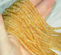 Chaîne de perles de citrine jaune naturelle, pierres précieuses de quartz rondes à facettes couleur miel, Coszcatl Exports MKN0201D en stock, poids personnalisable