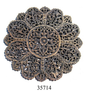Panel de Pared Decorativo para el Hogar, Tallado en Madera, Diseño Floral, India - Product Image 1