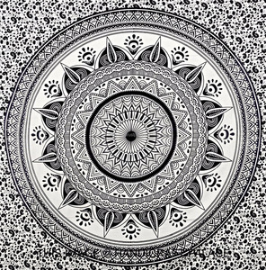 Negro blanco Ombre Mandala colgante de pared nueva colcha gitana impresa estilo indio bohemio playa decoración tapiz cama TIRO PARA Doble - Product Image 2