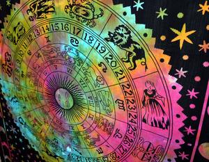 Horóscopo Zodiaco Astrología Arte indio Tapiz Colgante de pared Hippie Tie & Dye Mandala Tapices pared Decorativo Étnico Hogar arte - Product Image 2