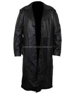 Manteau Long en cuir noir pour homme, pardessus Vintage, tout nouveau modèle - Product Image 5