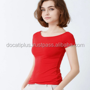 custom oem cotton spandex <b>ladies</b> deep <b>v</b> <b>neck</b> <b>t</b> <b>shirts</b> - Product Image 3