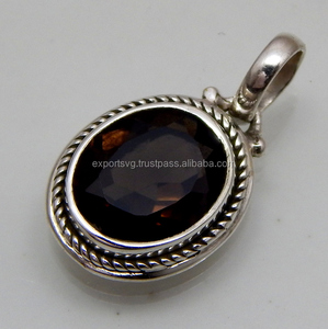 Colgante de piedras preciosas naturales de cuarzo ahumado de Plata de Ley 925, joyería de boda religiosa atractiva, regalo de patrón de número para mujer - Product Image 2