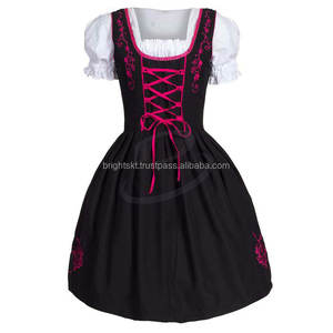 ชุดเดรสสตรีแบบใหม่ ผ้าฝ้ายแท้ 100% สไตล์ Trachten มินิเดรสยีนส์ แขนสั้น วินเทจ ลำลอง เป็นมิตรกับสิ่งแวดล้อม ไซส์พลัส สำหรับฤดูใบไม้ผลิ - Product Image 3