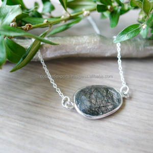 สร้อยคอเครื่องประดับทันสมัยทำจากเงินแท้ของ925จี้พลอยควอตซ์แบบเหลี่ยมเพชรพลอยจี้สวยงามสำหรับงานปาร์ตี้ - Product Image 1