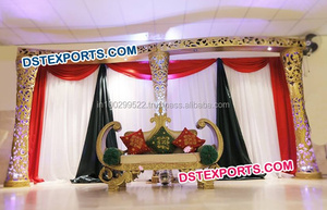 Boda de oro Mehndi escenario boda Sangeet etapa decoración boda noche paraguas de decoración - Product Image 5