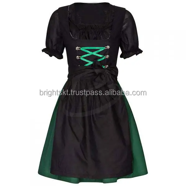 3 Stück schwarze Schürze Frauen Oktoberfest Kleid Deutsch Bayerische Dirndl Bier Maid Kostüme Uniform (traditionelles Kleid)