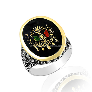 925K Sterling Silver Enamel Art Ottoman Coat of Arms Men <b>Ring</b> - Product Image 1