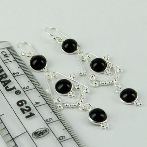 Super dulce de ónix negro pendientes de plata de ley 925 joyería de plata 925 joyas de plata - Product Image 6