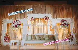 Latest Design Wedding Stage Photo <b>Frames</b> Panels Wedding Golden Fiber Big <b>Frames</b> English Wedding Stage <b>Backdrop</b> Photo <b>Frames</b> - Product Image 2