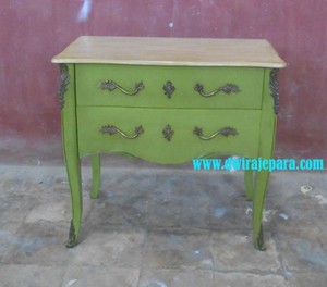 Muebles para el hogar-Bombay habitación de 2 cajones antiguo pintado Kaki encalados Color para la sala de estar y dormitorio muebles - Product Image 2