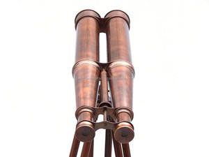 Télescope de l'amiral en cuivre antique avec support en bois jumelles nautiques nouveauté cadeau debout au sol - Product Image 3