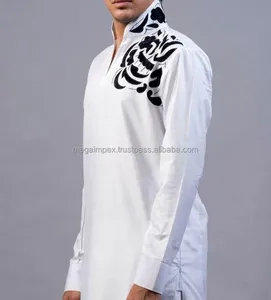 A Custom Mens Double襟Shalwar Kameez Suits、High品質ファッションメンズshalwar kameez