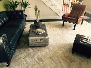 Tapis en cuir de vache patchwork - Product Image 5