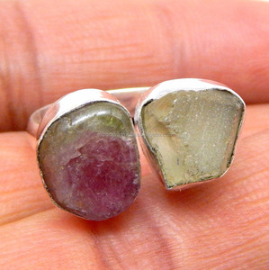 Adorable anillo de plata con piedras preciosas en bruto de Rubí, alianzas de boda de Ley 925 para mujer, Pendientes colgantes de moda - Product Image 1