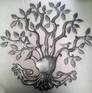 生命之树的鸟和叶子加勒比装饰钢艺术金属墙面艺术品海地手工艺海地太子港60厘米