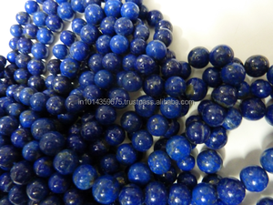 Perles à billes rondes naturelles en Lapis Lazuli Chaînes en acier inoxydable poli et lisse pour cadeau de collier de bijoux de mode - Product Image 3