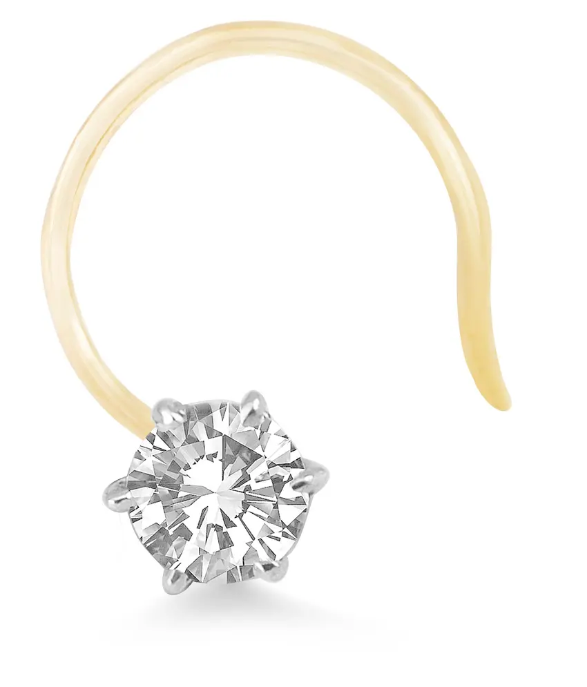 Real Diamond Solitaire Nose Stud 14 18k Yellow Gold