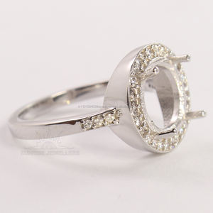 Anillo de compromiso de Plata de Ley 925, anillo semimontura redondo de 10 mm con zirconia cúbica, en todos los tamaños - Product Image 3