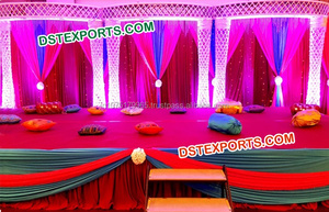Latest Asian Wedding <b>Crystal</b> Pillar Stage Diamond <b>Cut</b> Pillar Wedding Stage Set Sale Traditional South Indian Reception Stage UK - Product Image 2