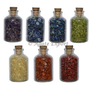 7 Chakra Mini Bouteille Set : Chakra Bouteille Vente en gros et Exportateur de pierres semi-précieuses - Product Image 1