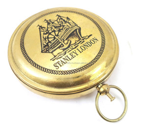 Brújula Náutica Antigua de Latón Stanley London, Artesanía en Metal, Brújula de Bolsillo Coleccionable - Product Image 3