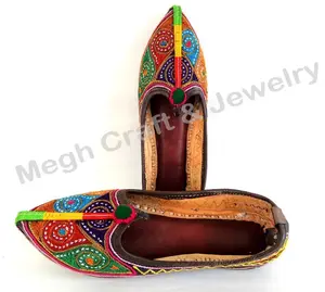 Jmulti chaussures en cuir et brodé, accessoires traditionnels indiens, tendance, style komi, 6 pièces, vente en gros