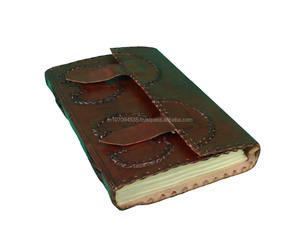 Handmade Dual Strap Handcrafted Genuine Leather Journal A5 School Office Supply Notebook Blank <b>White</b> Paper Custom Diary For Gift - Product Image 2