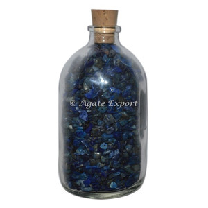 Botella de virutas de lapislázuli-Exportación de ágata: Proveedor de botella de piedras preciosas Artesanía de piedras semipreciosas - Product Image 1