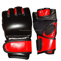 Guantes de entrenamiento de cuero MMA Sanda de medio dedo con cierre, transpirables, ligeros, para exteriores, para sparring, boxeo y jaula.